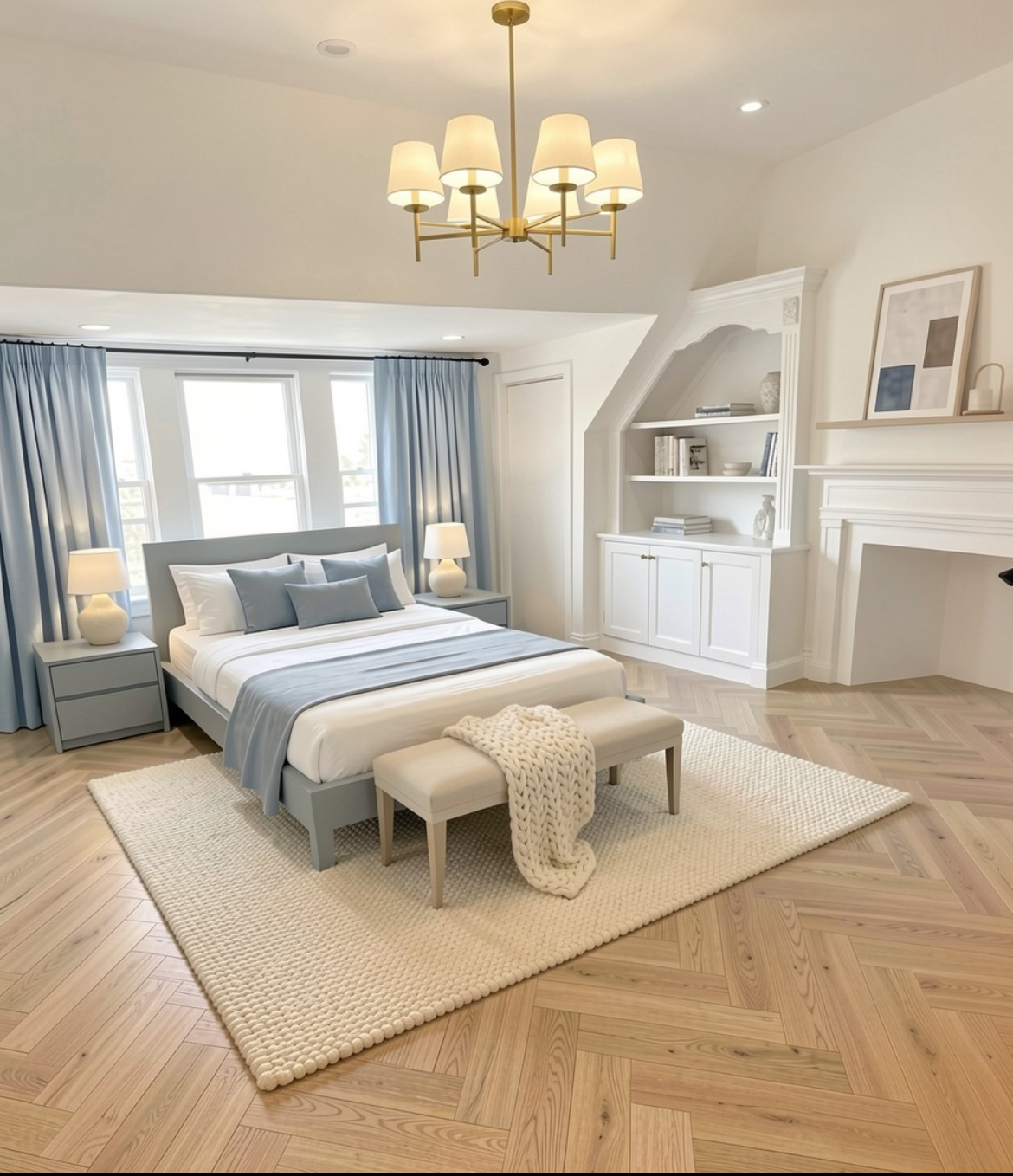 Primary bedroom after redesign